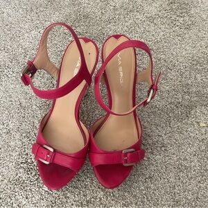 Via Spiga Leather Pump Sandals Hot Pink Size 7 1/2